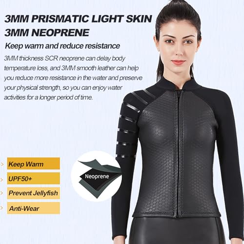 Chaqueta de neopreno para buceo 3mm, manga larga térmica para hombre y mujer para natación, snorkel, scuba y surf miniatura 2