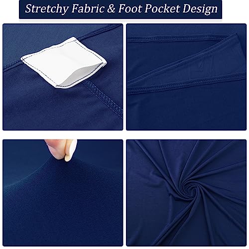Image of Fivenl 4 Pack 32x43 Inch Cocktail Table Cover Spandex Stretch Square Corners Tablecloth, Navy Blue Cocktail Fitted High Top Table Cloth for Bar, Weddings, Birthday, Banquet, Party (Navy Blue)