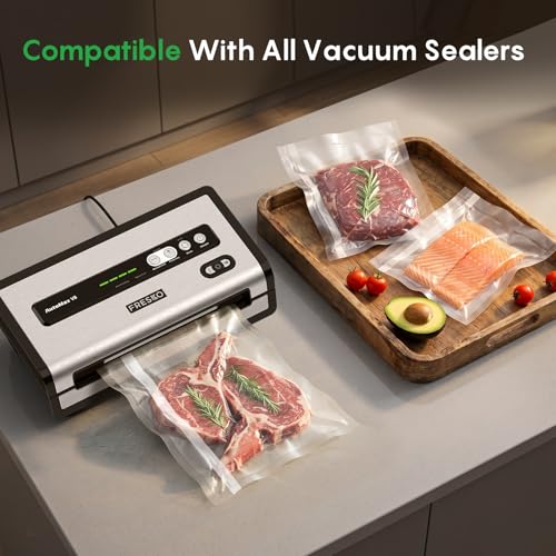 Image of FRESKO Vacuum Sealer Bags Rolls with Write-On Labels, 11 inch x 20' 2 Pack Bags