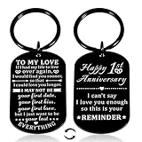 1 Year Anniversary for Him Her One Year Paper Anniversary Keychain Gifts for Him Her Husband Wife 1st Anniversary Women Men Couples Happy First Anniversary Things to Get Your Boyfriend Girlfriend