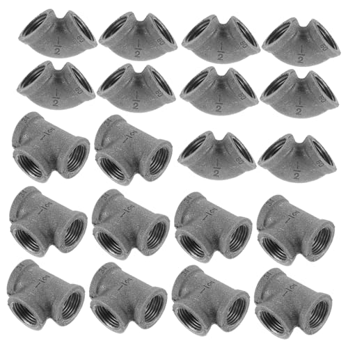 Outanaya Accesorios de Tubería Industrial de Hierro Maleable con y Tees sin Necesidad de Pegamento Compatibles para Muebles DIY Estilo Loft Retro Fácil Instalación y Alta Resistencia