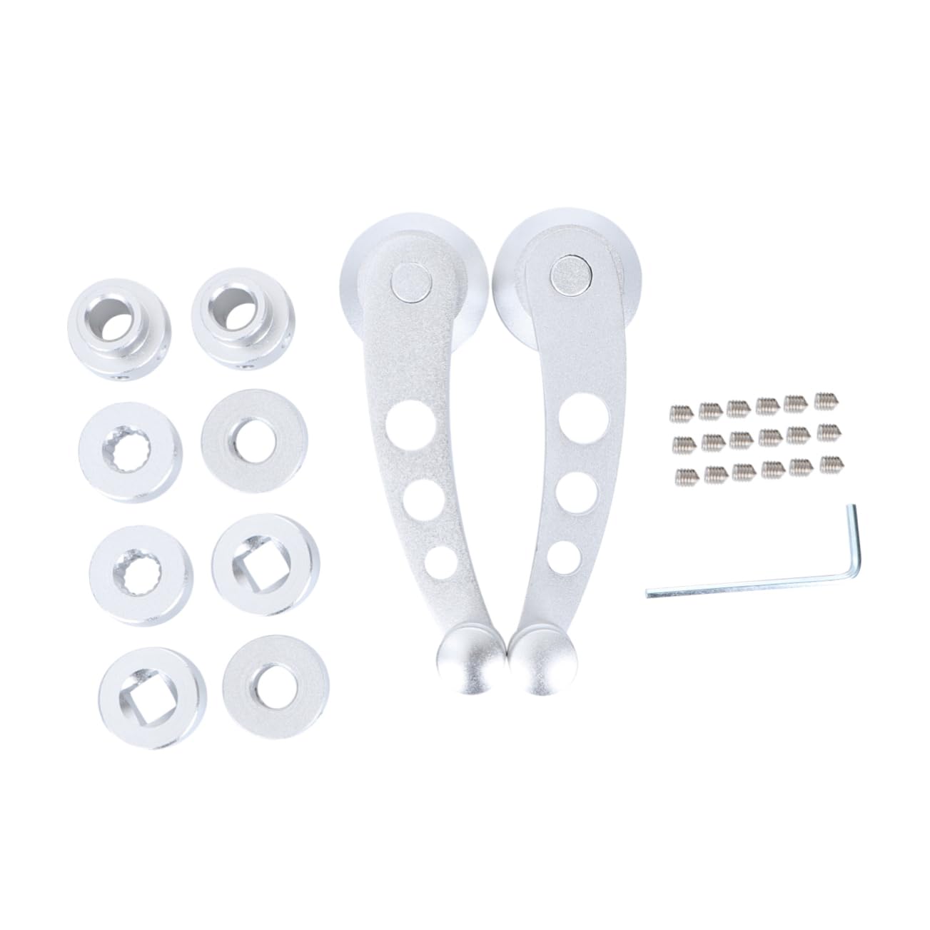 STOBAZA Aluminum Car Window Lever 11.4 x 2.2cm Silver Universal Fit 3 Pairs of Adapters (10mm 10.5mm 10mm Round Square)