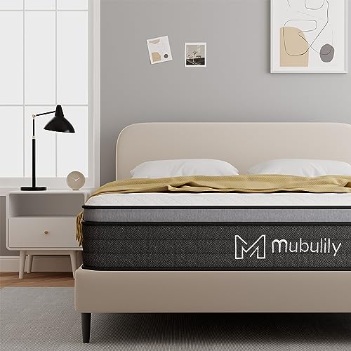 Mubulily 10 Inch Queen Hybrid Mattress In A Box - Gel Memory Foam & Pocket Coils For Pressure & Back Pain Relief