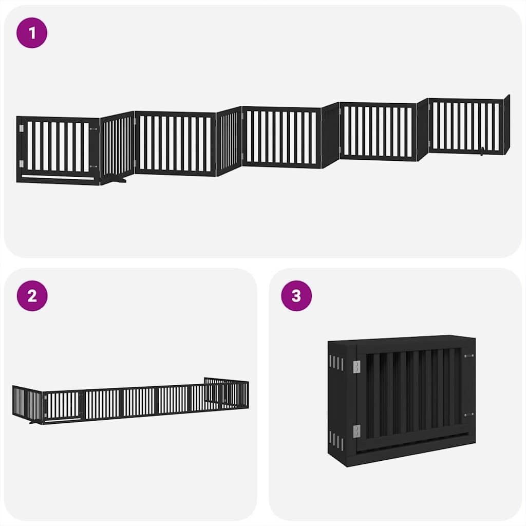Puerta plegable para perros de 15 piezas con puerta de madera de álamo, rejilla plegable para perros con puerta para seguridad de mascotas, puerta para perros sin taladrar y bloqueable