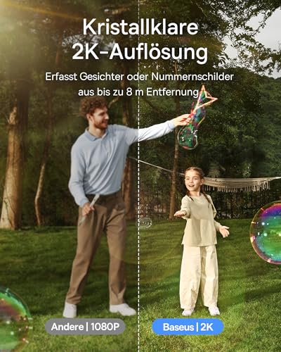 Baseus Security S1 Lite Solocam Überwachungskamera Aussen Solar Akku WLAN, IP67 Wetterfest, Kamera Überwachung Kabellos Außen 2K 135°, Farbnachtvision, Keine Gebühren, Kompatibel mit Alexa & Google – Bild 5