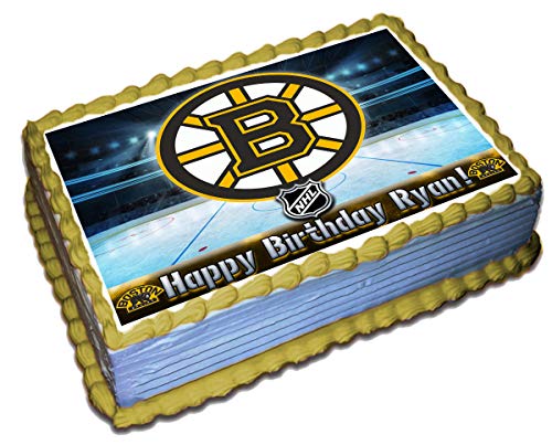 Boston Bruins NHL Personalized Cake Topper Icing Sugar Paper 1/4 8.5 x 11.5