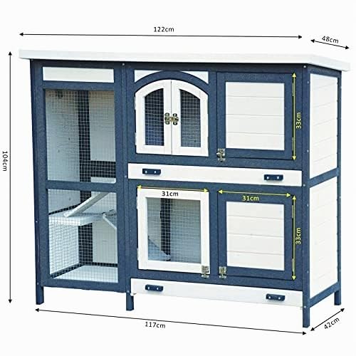 BB Loisir Cage Clapier Extérieur pour Lapins 122x42,5x104 cm Modèle- Miette 081 Gris-Blanc, L 122.00 x l 42.00 x H 104.00 cm
