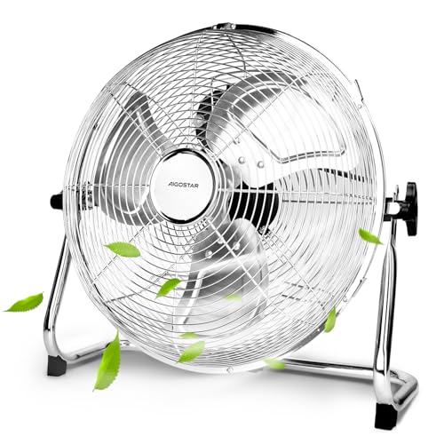 Aigostar - Ventilador Industrial, 3 Aspas Metálicas de 16' (40cm aprox), Ventilador Suelo, 3...