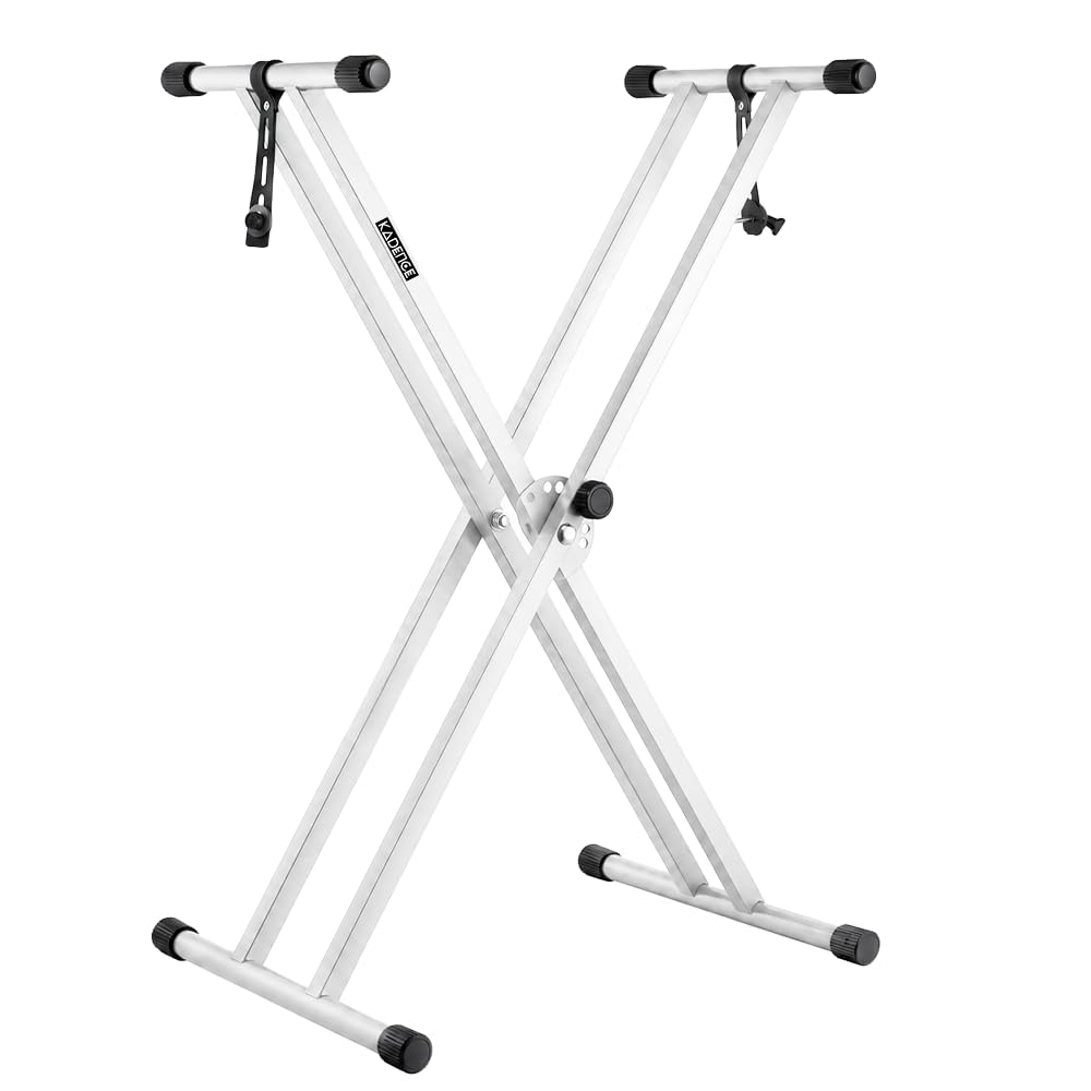 Kadence Heavy Duty, Double-X, verstellbarer Klavier-Keyboard-Ständer mit Verriegelungsriemen, NK13-3 kg, doppelstrebig, Weiß