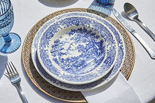 Tognana Old England, Servizio Piatti per 6 persone, 18 Pezzi, Stoneware, Bianco e Blu - immagine 3