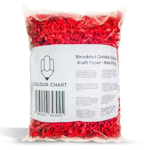 Shredded Crinkle ZigZag Kraft Paper 200g Red for Gift Box and Hamper Filling