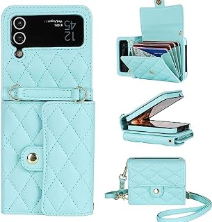 XIZYO for Samsung Galaxy Z Flip 3 Leather Case with Ring, Hard PC Shell Solid Color Folding Shockproof Phone Cover, for Women Girls Slim Luxury Non-Slip Rotation Kickstand Phone Case, Pink