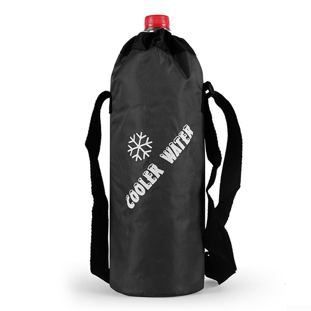 Insulated Cover for Water Bottles 10 x 30 cm Neoprene Bag Black Blue - Cool Bag for Water Bottle Baby Bottle - Drink Holder for Outdoor Camping Hiking Picnic Sports Travel Office (Small Black)