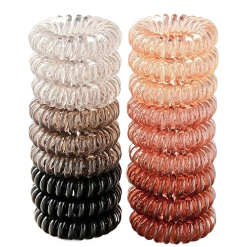 Paquete De 18 Gomas Elásticas For El Pelo, Sin Arrugas, En Espiral, Multicolor, Resistentes Al Agua, Con Cable For Teléfono, Espirales, Acceso(MULTI)