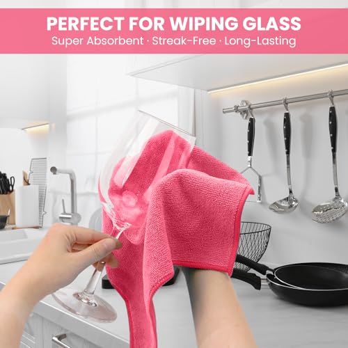 Image of 12 Pack Microfiber Cleaning Cloth, 6 Assorted Colors Cleaning Rags for Housekeeping, Colorful Reusable Microfiber Towels for Car, Kitchen, Bathroom and Household Cleaning Supplies, 11.8 inchX11.8 inch