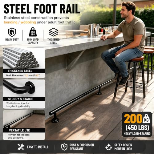 Barre repose-pieds de bar 6ft tube acier galvanisé doré avec connecteur interne