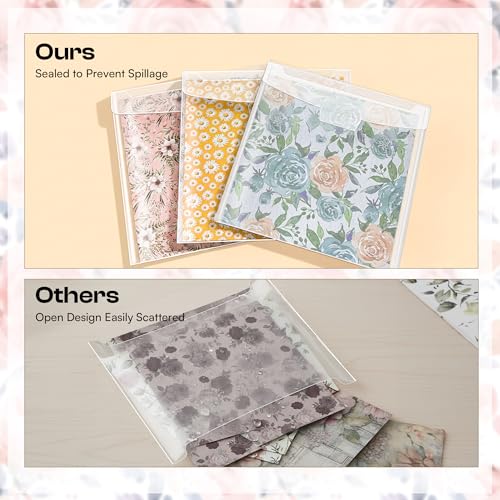 Csyidio 60 Pcs 6×6Inch Scrapbook Paper Storage with 24 Label Stickers, Clear Plastic Sleeves with Lid, Paper Storage Organizer for Scrapbook, Cardstock, Origami Paper, Cookie Stencil by Csyidio - Image 3
