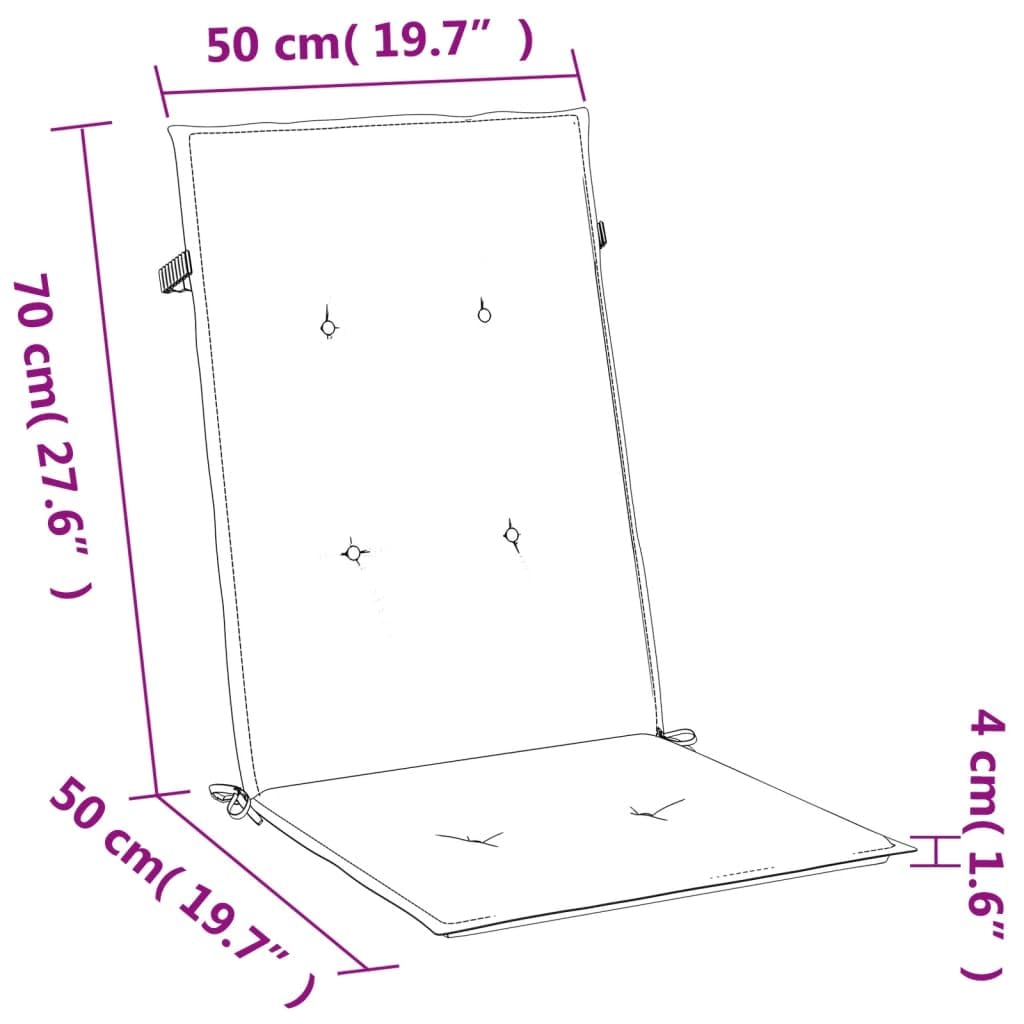 Hochlehner Auflagen 4 STK. Melange Blau 120x50x4 cm Stoff, Sitzauflage aus 100% Polyester, Schaumstofffaser Füllung, rutschfest, Outdoor Indoor, waschbar, für Gartenstuhl und Esszimmerstuhl