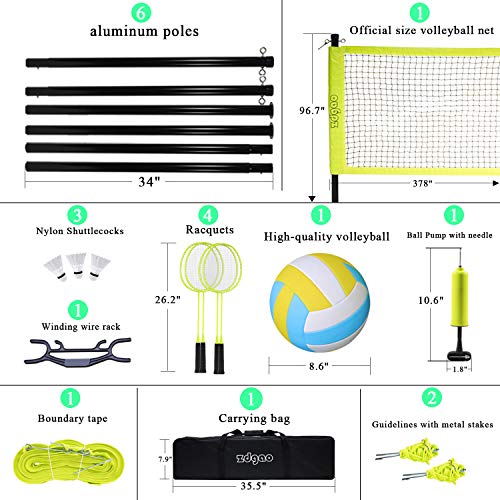 image for Professional Outdoor Volleyball/Badminton Net System - Complete Volley