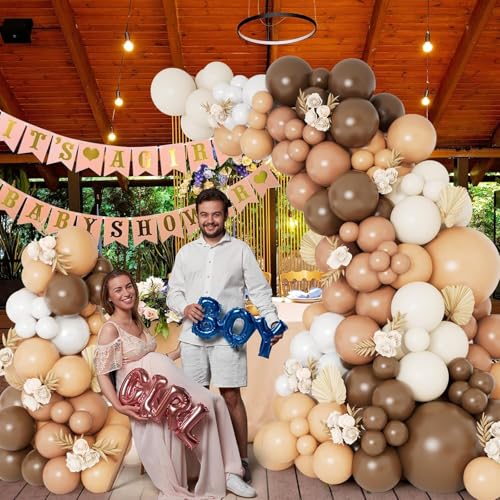 Image of Toys Treasure Birthday Decoration Kit 104 Pcs - Brown Dusty White Metallic Balloons with Happy Birthday Banner Party Supplies