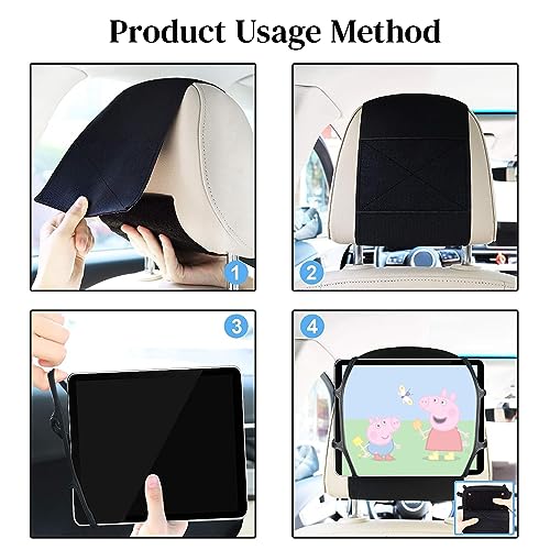 Image of Car Tablet Holder for Backseat, 7-10.5 Inch, Adjustable Silicone Strap, Hoop & Loop Closure, Anti-Slip, Portable, Easy Install, Universal Mount for Kids Travel Entertainment