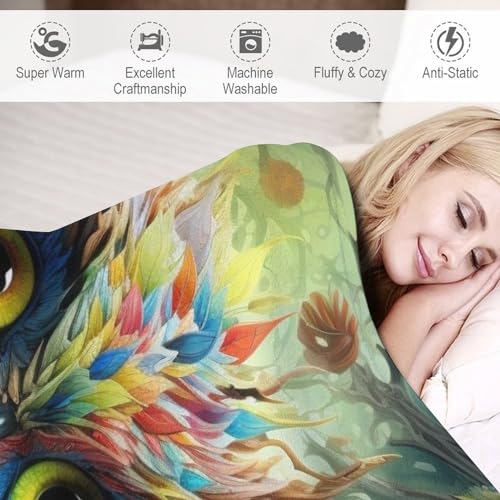 Manta de forro polar de búho de 130x180 cm para sofá y cama 6