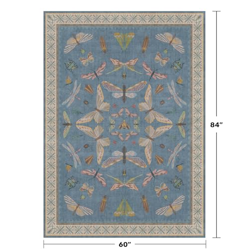 Image of Blue Washable Kids Playroom Rug - 5x7 Area Rugs for Nursery Baby Boy, Bedroom, Living Room, Toddler Boy Room Decor, Cute Animals Print Carpet, Super Soft Non Slip Stain Resistant