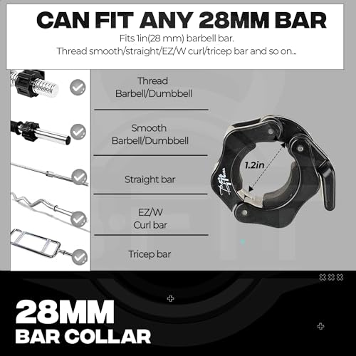Image of B Fit Olympic /Regular Barbell Collars (Pair)- Solid Nylon /ABS /Aluminium Locking Clamps Size 25 /28 /50 MM Optional (28MM Regular.)