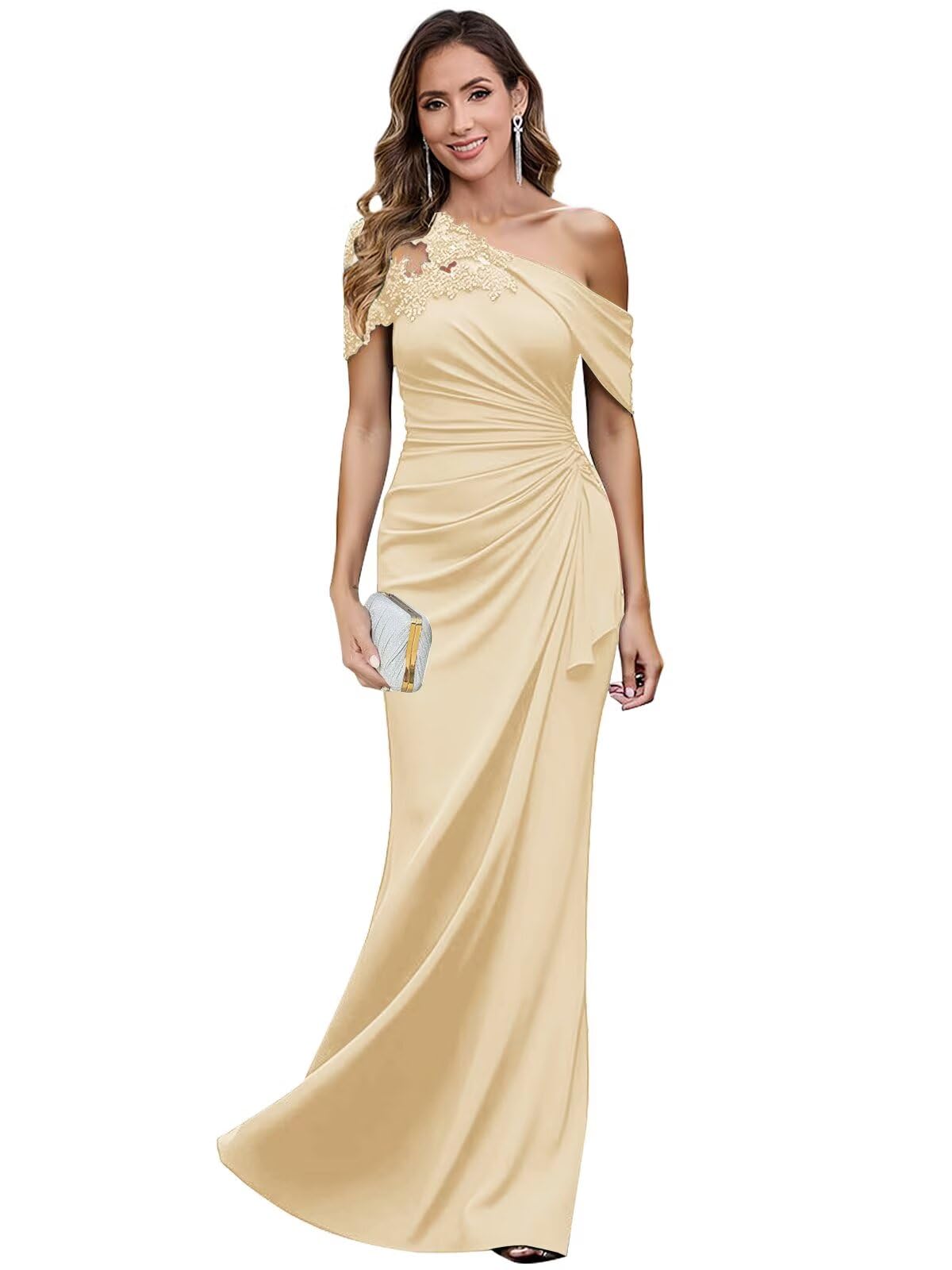 Chiffon Mother of The Bride Dresses for Wedding Long Lace Applique Off The Shoulder Fall Formal Wedding Guest