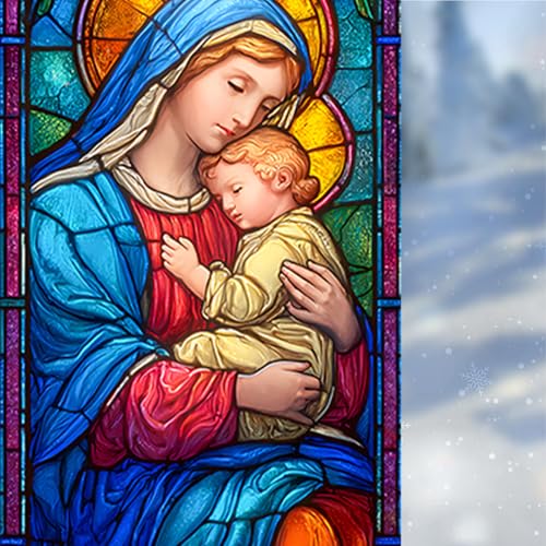 Película para ventana navideña con diseño Holy Family 44x100 cm