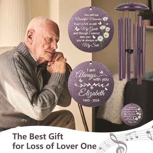 Image of ASTARIN Personalized Memorial Wind Chime for Loss of Loved One 30 /36 /45 inch, Sympathy Deep Tone Wind Chimes for Mom Dad /Mother Father, Remembrance Gifts for Grief Condolence Funeral, Made in Texas