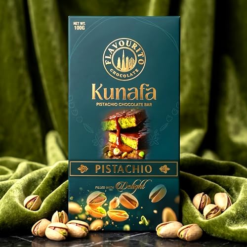 Image of Flavourito Kunafa Pistachio Chocolate Bar 100g, Satisfying, Sharp Snap Of Smooth Milk Chocolate that Gives Way to a Creamy, Rich, and Nutty Pistachio By DECADENT FOODS