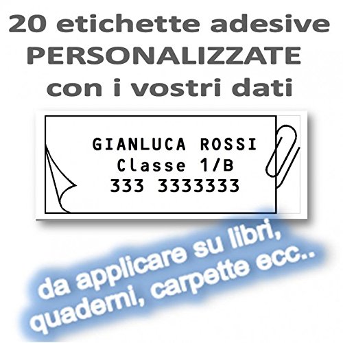 20 etichette nome PERSONALIZZATE carta adesiva