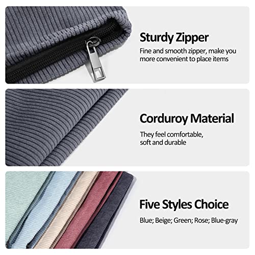 MAANGE Small Makeup Bag for Purse Travel Cosmetic Bag Makeup Pouch Corduroy Portable Versatile Zipper Pouch for Women(Gray) - Image 4