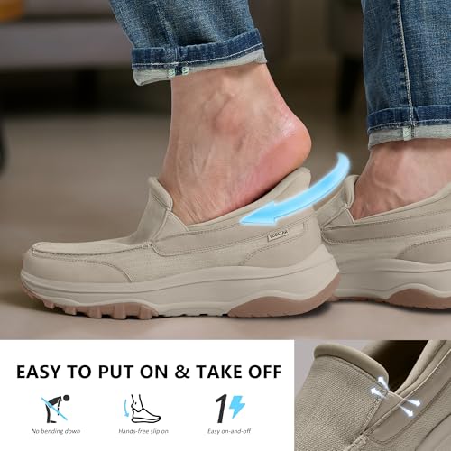 Image of Coostar Slip On Shoes for Men Orthopedic Walking Loafers with Arch Support Canvas Shoe Casual