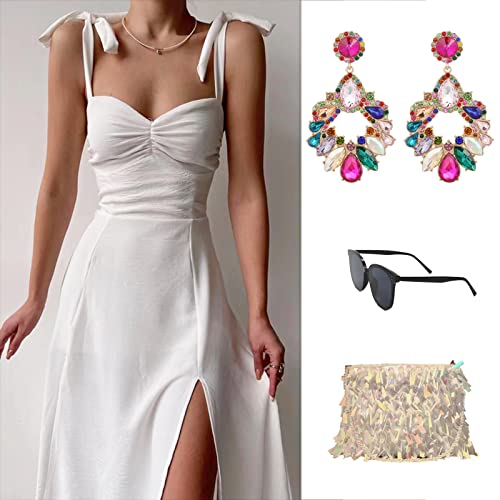Vangetimi Fashion Rhinestone Statement Drop Dangle Zinc Earrings Large Colorful Crystal Chandelier Earrings For Women Bridal Wedding Party Prom #TOP3