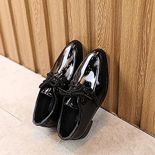 Baby Girls Kid Child Shoes Summer Sandals Premium Leather British Perform Style Shoes Anti Slip (Black, 3.5 Big Kids)4