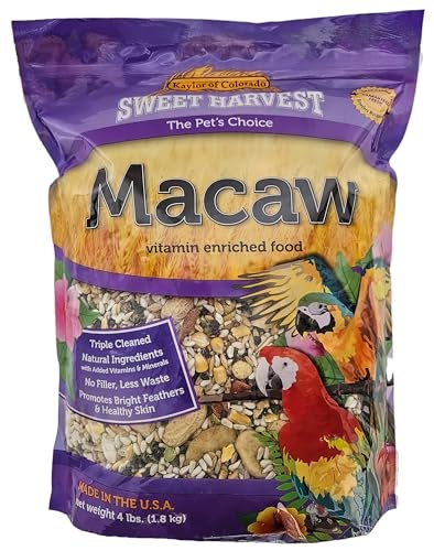 Sweet Harvest Macaw Bird Food, 4 lbs Bag - Seed Mix for Macaw Parrots