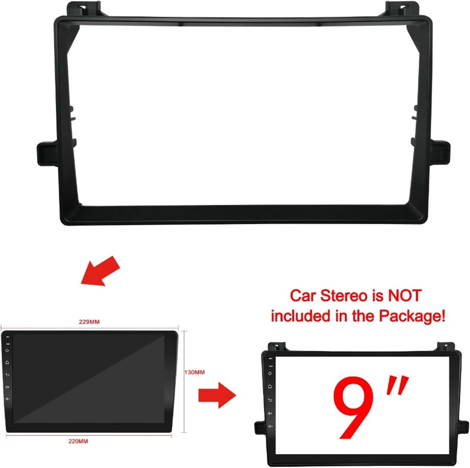 Car Replacement 9 Inch Car Dashboard Accessories Radio Frame Compatible with Prius XW50 2015 2016 2017 2018 2019 2020 Car DVD Panel Car Interior