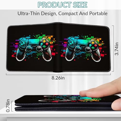 Image of Boys Wallet Gifts for Gamers Boys Gamepad Leather Wallets Credit Id Card Cash Holder Rfid Blocking Zipper Aesthetic Wallets With Coin Pocket Id Window Teen Gaming Wallets for Gamers Men Boys Teenager