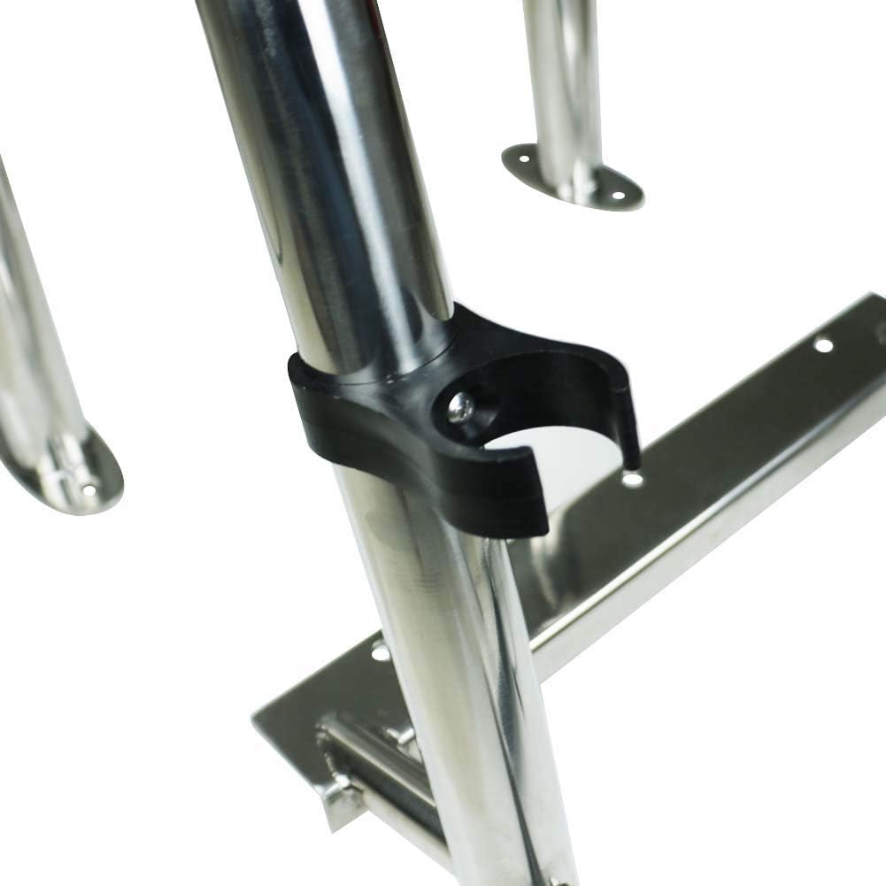 Stainless Steel in-Board 4-Steps Ladder Welded Reinforce Folding Docking Ladder, Folding Telescoping Rear Entry Inboard Ladder