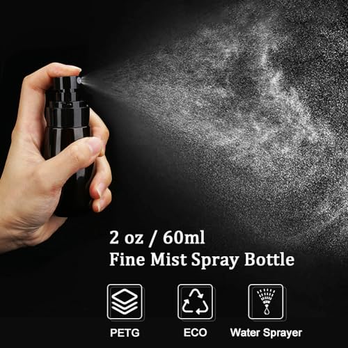 Travel Spray Bottle 2oz/60ml 2 Pack TSA Approved Fine Mist Spray Bottles Refillable Cosmetic Leak Proof Travel Size Spray Bottle for Hair Perfumes Skincare Water Face Sprayer(Brown)2