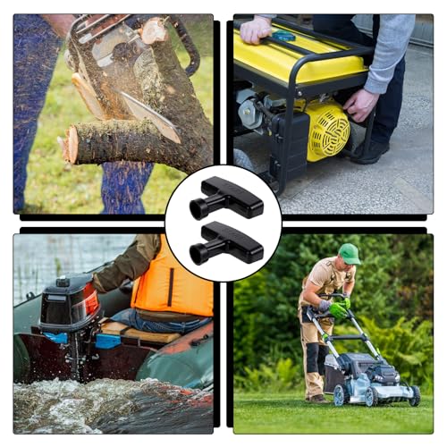 2 Stück Seilzugstarter, Seilzuggriff Seilzugstartergriff Griffe Zuggriff Schwarz Trimmer Griff Ersatz Steuergriff für Rasenmäher Starter Griff Zubehör für Rasenmäher Kettensägen Kettensäge Zuggriff