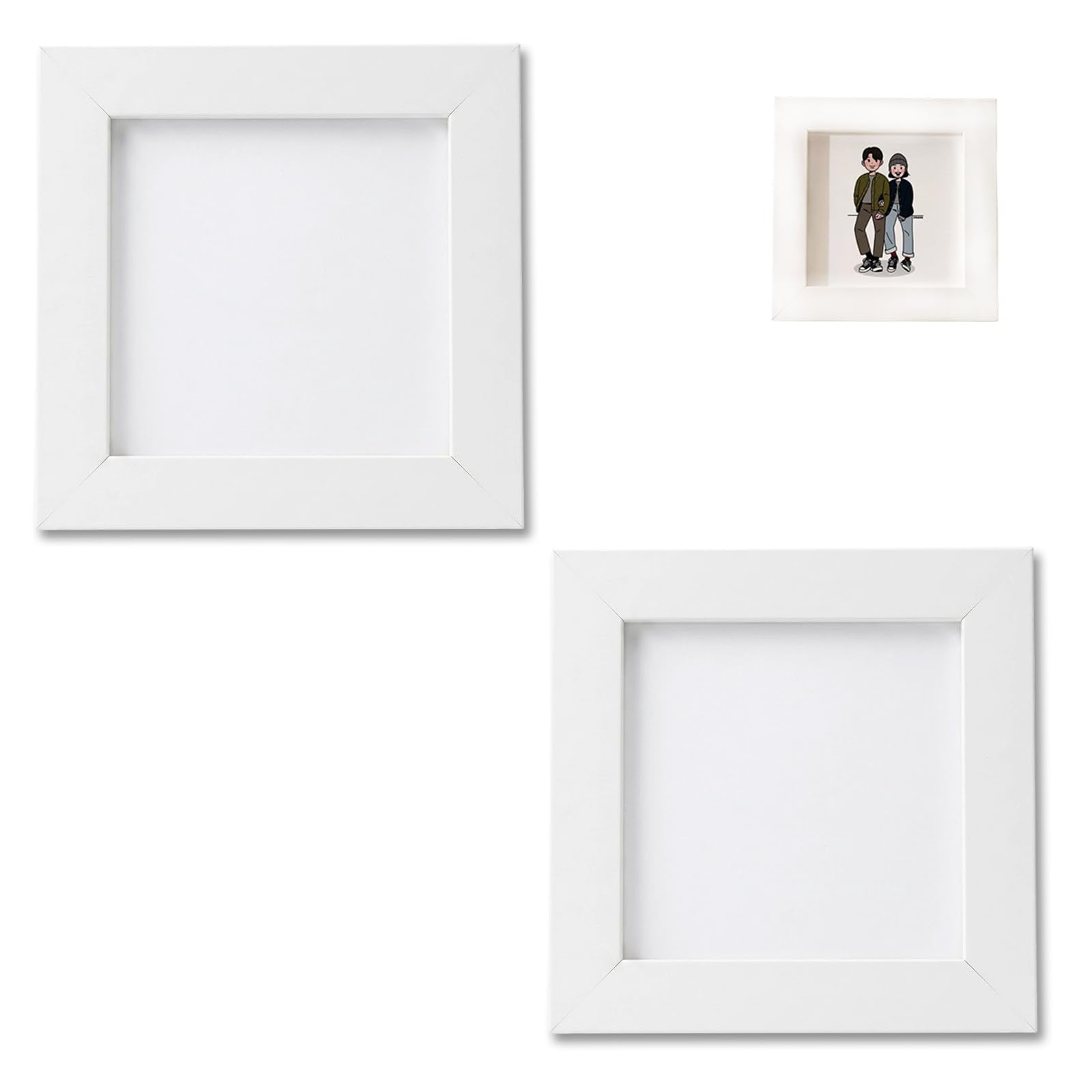 LinCoo 2 Pcs Small Picture Frames, White Square Picture Frames, 4x4 Inch Photo Frame with Acrylic Glass for Wall Mounted Display or Desk Top