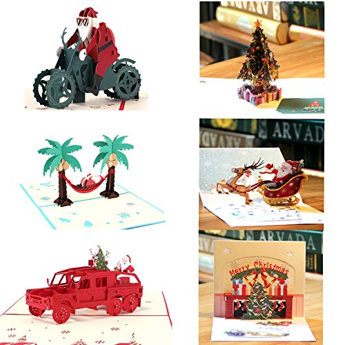 Paper Spiritz Pop Up - Tarjeta de Navidad para árbol de Navidad, diseño con texto en inglés"Pop Up", hecha a mano en 2018, tarjeta de felicitación de año nuevo a juego, tarjeta de nota a juego