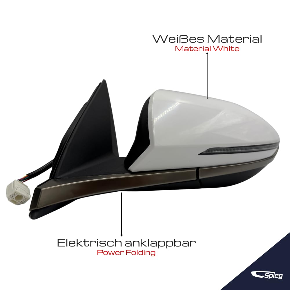 Spieg Außenspiegel Links für Hyundai Tucson NX4 2021-2025 Elektrisch Einklappbar, Blinklicht, Weißes Material, 8 PIN