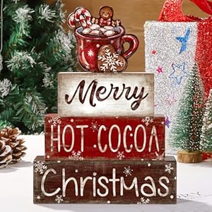 4Pcs Christmas Wooden Tabletop Decor Christmas Hot Cocoa Wooden Block Signs Gift Rustic Xmas Tiered Tray Decor Merry Christmas Centerpiece Sign Farmhouse Christmas Table Home Party Decor 4Pcs Christmas Wooden Tabletop Decor Christmas Hot Cocoa Wooden Block Signs Gift Rustic Xmas Tiered Tray Decor Merry Christmas Centerpiece Sign Farmhouse Christmas Table Home Party Decor
