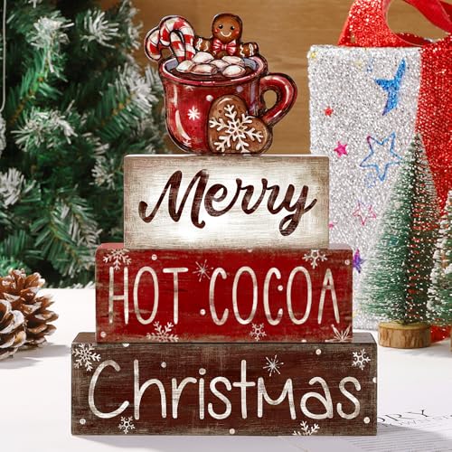 4Pcs-Christmas-Wooden-Tabletop-Decor-Christmas-Hot-Cocoa-Wooden-Block-Signs-Gift-Rustic-Xmas-Tiered-Tray-Decor-Merry-Christmas-Centerpiece-Sign-Farmhouse-Christmas-Table-Home-Party-Decor 4Pcs Christmas Wooden Tabletop Decor Christmas Hot Cocoa Wooden Block Signs Gift Rustic Xmas Tiered Tray Decor Merry Christmas Centerpiece Sign Farmhouse Christmas Table Home Party Decor