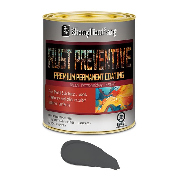 Gray Rust Preventive Paint, Rust Inhibitor and Corrosion Permanently, Anti-rust, Non-porous Protective Barrier, UV Resistance and Heat Resistance, 32