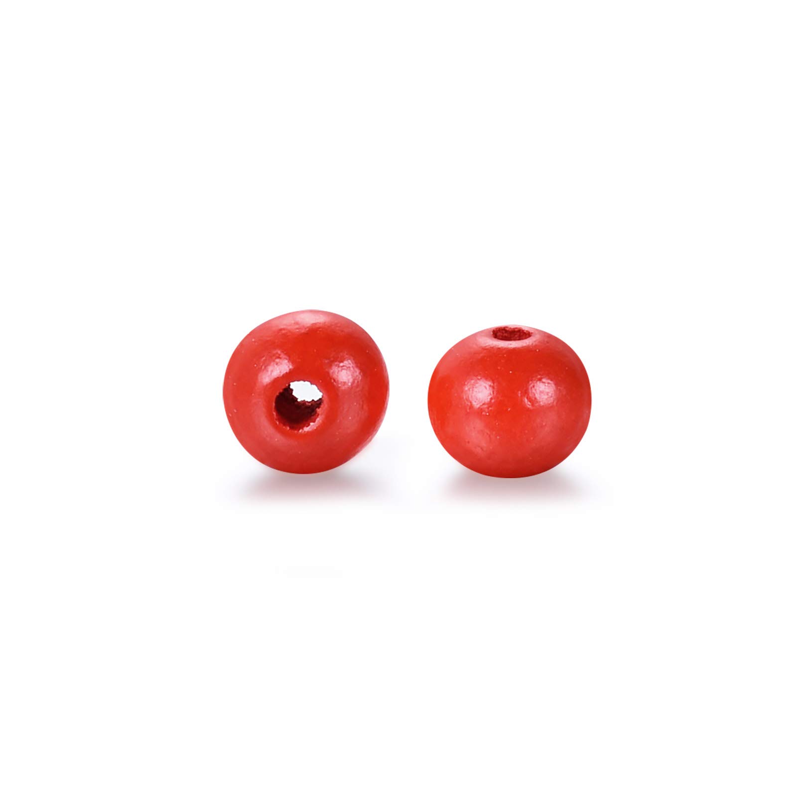 Craftdady 100Pcs Large Hole Round Wood Beads 16mm Red Natural